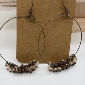Vintage Earrings, Beaded Hoops